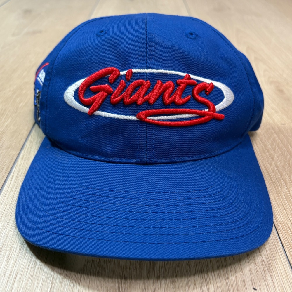 Vintage New York Giants Annco Snapback Hat Blue NFL Embroidered Cap Mens 90s